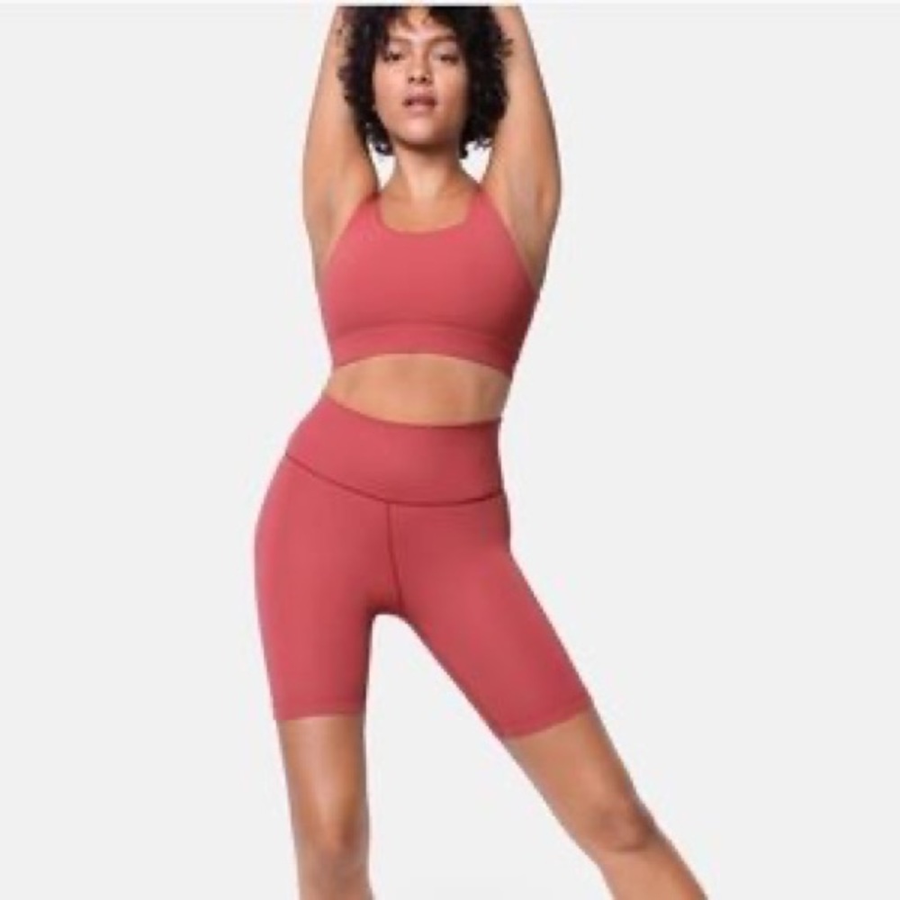 Outdoor Voices Lightform bike shorts in Earth Red